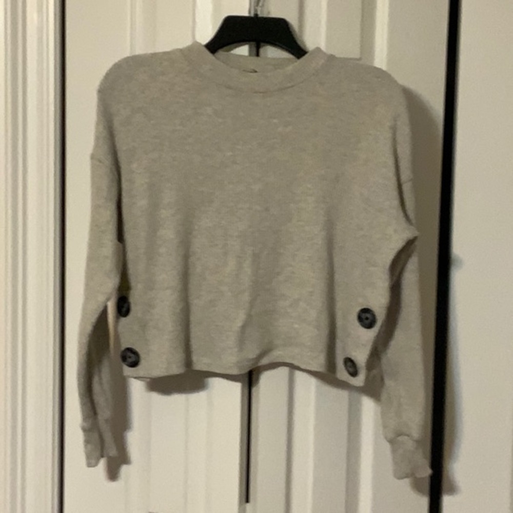 Cozy Gray Sweater with Button Accents